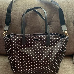 Kate Spade Polka Dot Black Diaper Bag/tote bag.